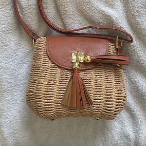 Hand made Woven cross body basket bag